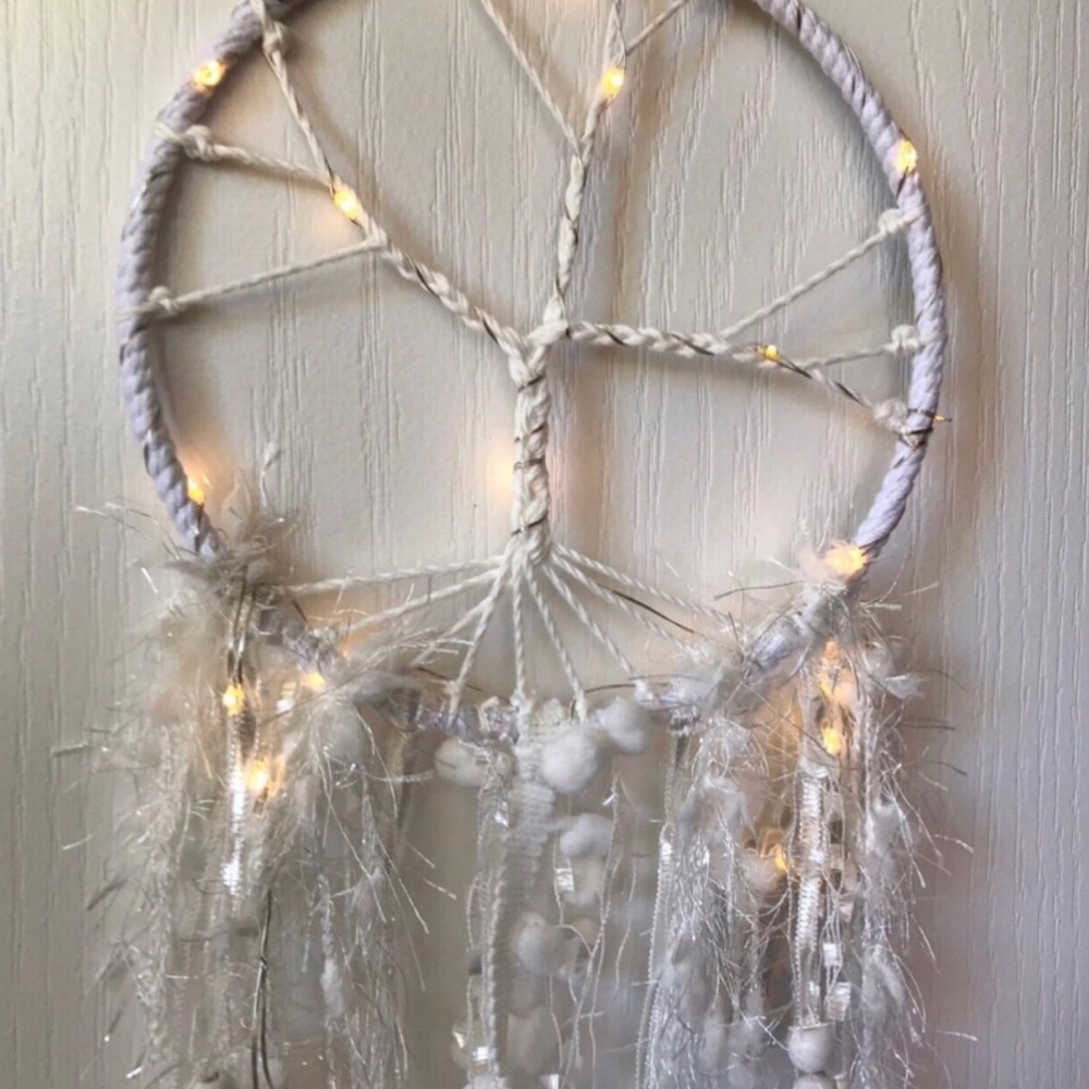 Boho White Tree of Life Dreamcatcher with Lights